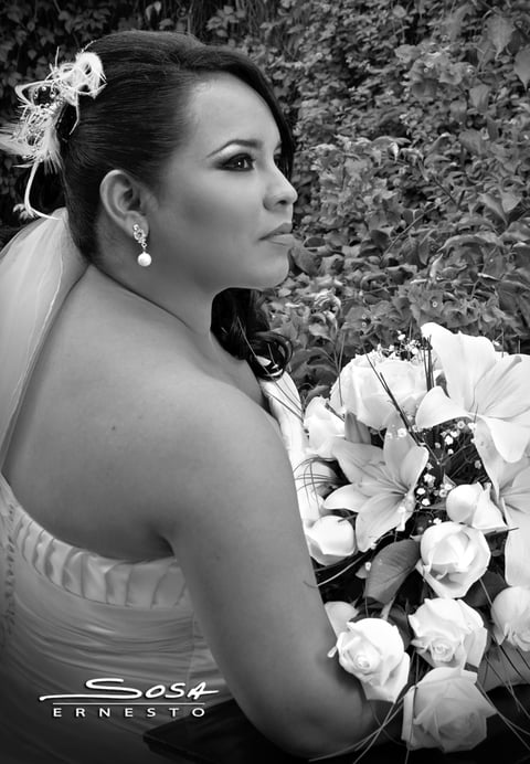 SRITA. FABIOLA Hernández Montoya, el día de su boda con el Sr. José Luis Ramírez González.- Studio E. Sosa
