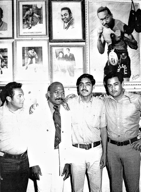 EFRAÍN López, José Ángel “Mantequilla Nápoles”, Miguel Ángel Torres y Juan Pérez, fotografiados el 27 de marzo de 1973.
