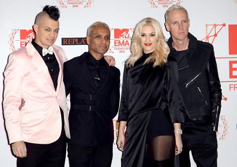 Miembros de la banda estadounidense No Doubt, a su llegada a los premios EMA.