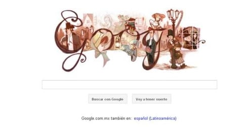 7 de febrero. Google se sumó a las numerosas celebraciones del bicentenario del nacimiento de Charles Dickens (1812-1870) con un "doodle" poblado por los personajes victorianos de sus obras.