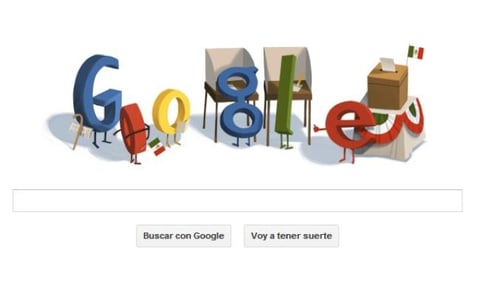 1 de julio. A través de su doodle, Google se unió a las elecciones que se llevaron a cabo en México para renovar la Presidencia, Senado, Cámara de Diputados, seis gobernadores y jefe de Gobierno del Distrito Federal, así como alcaldes y jefes delegacionales.