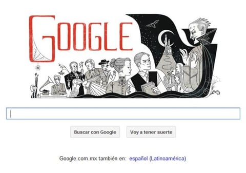 8 de noviembre. El doodle de Google celebró el 165 aniversario del nacimiento del escritor de origen irlandés, Bram Stoker, cuya obra más conocida es Drácula, publicada en 1897.