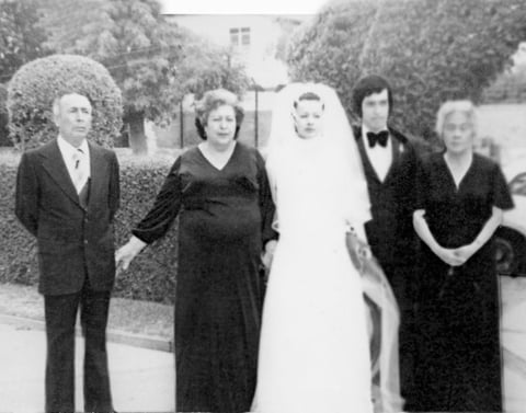 Salvador Jiménez Jiménez (f), Matilde Bautista Vda. de Jiménez, María Josefa Jiménez Vda. de Mata, Alberto Mata Rodrí­guez (f) y Sra. Elodia Rodrí­guez Vda. de Mata (f).