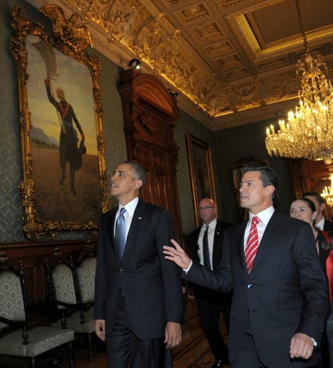 El presidente Peña Nieto aprovechó la ocasión para mostrarle al mandatario estadounidense el interior de Palacio Nacional.