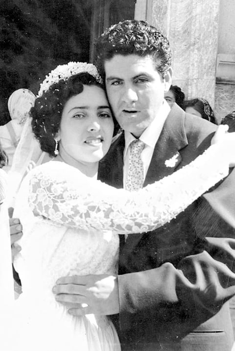SRITA. Guadalupe  Hernández Adame y Sr. Ernesto RamÃ­rez GarcÃ­a, el dÃ­a de su matrimonio el 12 de mayo de 1957.