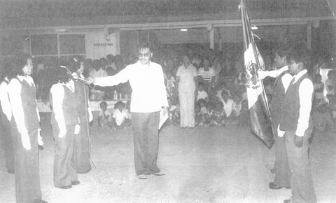 ESCOLTAS  de la Escuela "Año de Juárez" en el año de 1976.