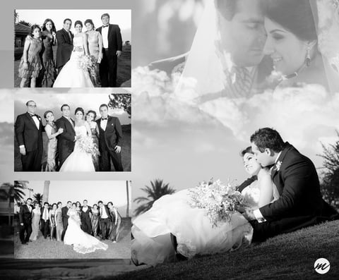 SRITA. ALECXY  Correa Acuña y Sr. Federico Eugenio Carreón Gutiérrez, el dí­a de su boda, acompañados de familiares en unas fotografías de estudio.- Morán Fotograí­a