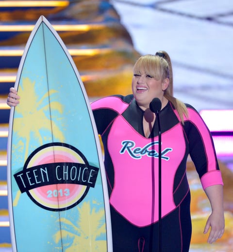 La actriz Rebel Wilson, usó su tiempo en pantalla tras ganar el premio a la mejor actriz en una película de comedia por "Pitch Perfect" para echar un chiste vulgar: hizo un comentario subido de tono sobre el nombre de la banda One Direction que los productores optaron por silenciar.