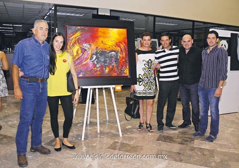 22092013 EXPOSICIóN DE PINTURA.  Gerardo, Mónica, Vivi, Adrián, Gerardo y Ernesto.