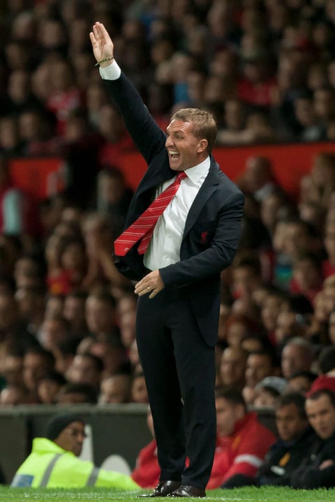 Brendan Rodgers, entrenador del Liverpool durante el clásico inglés.