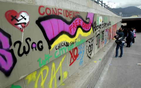 Un grupo de enardecidas seguidoras del cantante canadiense Justin Bieber trataron de impedir con desesperación que una decena de grafiteros cubriera con otras pintadas las creaciones que la estrella en un túnel de Bogotá.