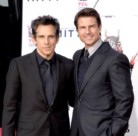 Ben Stiller recibió la visita de su amigo Tom Cruise en la ceremonia, con quien actuó en el pasado.