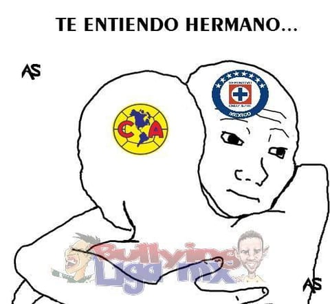 Aficionados de Cruz Azul y América compartiendo su 'dolor', la máquina cementera es conocida por sus subcampeonatos.