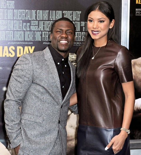 El actor estadounidense Kevin Hart y su novia, Kevin Hart acudieron al estreno mundial de Grudge Match.