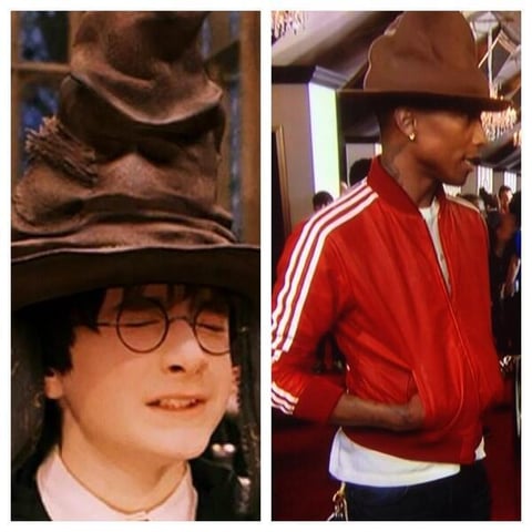 Algunos usuarios de redes sociales 'confundieron' el sobrero de Pharrell con el sombrero seleccionador de la película de Harry Potter.