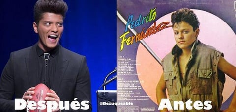 Bruno Mars no se salvó de los memes y fue comparado con el cantante mexicano Pedro Fernández.