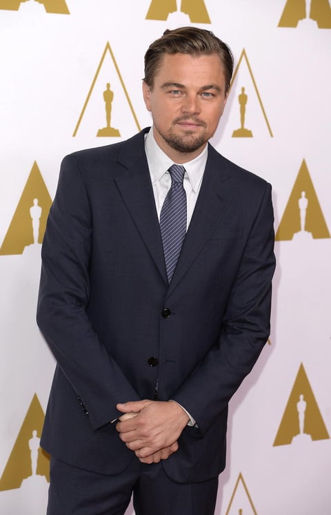 El actor estadounidense Leonardo DiCaprio posó ante los medios a su llegada.