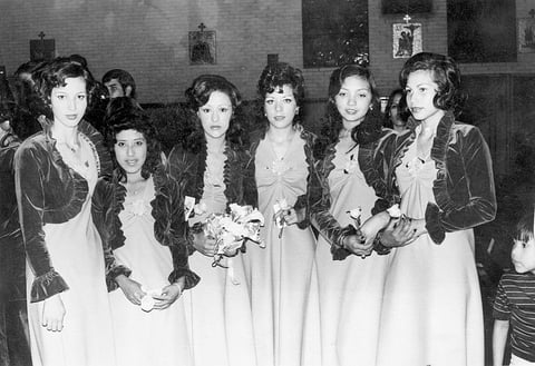 Ángeles, María Ángeles, Lupe, Toñeta, Altagracia y Adriana, en 1975.