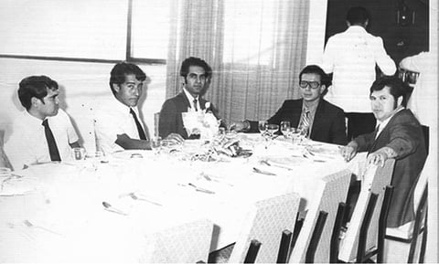Empleados de una institución bancaria en los años 70’. Constantino Riesco, Jesús Meza Federico Durán, Francisco García y Armando Guerrero.