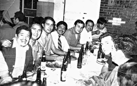 Aniceto Medrano (f), José “Che” Romo (f), Régulo Rodríguez, Adolfo Medrano (f), Santiago Rodríguez, Roberto Odriozola, Raúl Tovar y Sergio Favela (f), en los años 70.