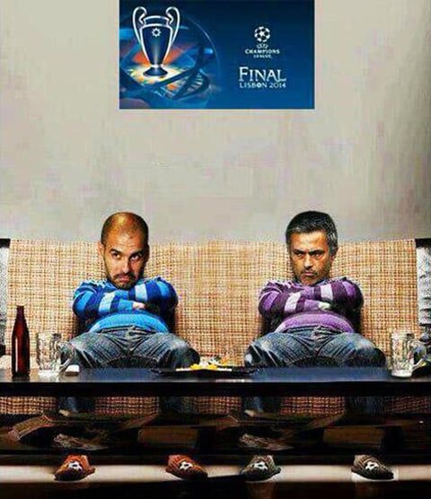 Finalmente, no les quedará de otra a 'Pep' y 'Mou' más que juntarse a ver el partido en la TV.