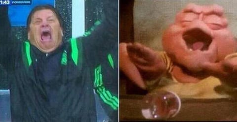 Del enojo a la alegría. Herrera disfrutó a lo grande el gol del exsantista.