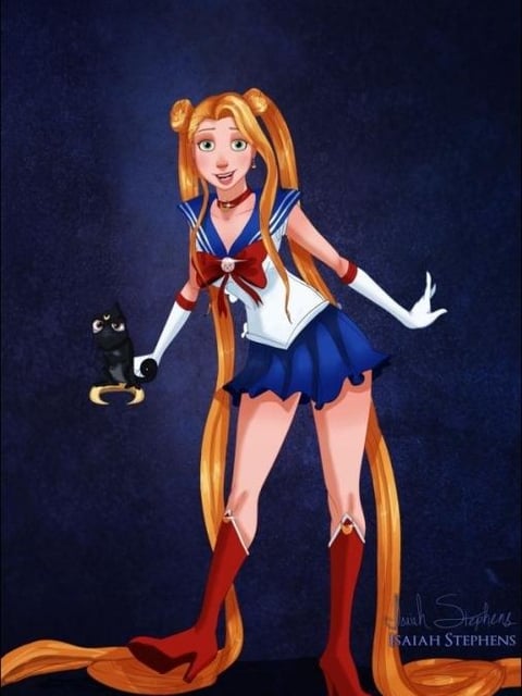 Rapunzel fue caracterizada como Sailor Moon.