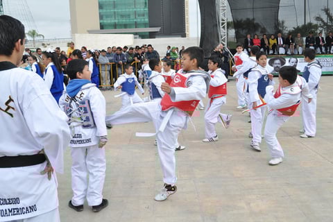 Familias enteras acudieron al desfile para apoyar a los jóvenes que realizaron demostraciones de Tae Kwon Do.