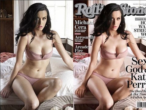 Katy Perry fue criticada por el uso innecesario del Photoshop en su portada de la revista Rolling Stone.