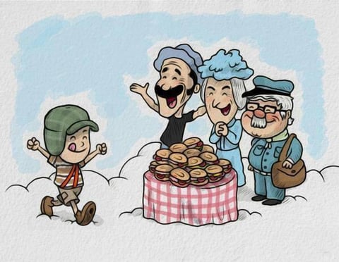 Han mostrado a los personajes recibiéndolo con varias tortas de jamón.