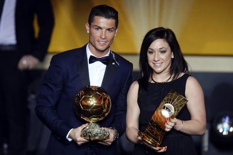 Los dos mejores futbolistas del 2014, Cristiano en la rama varonil y  Nadine Kessler en la femenil.