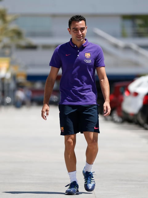 Xavi Hernández a su llegada a la conferencia de prensa.