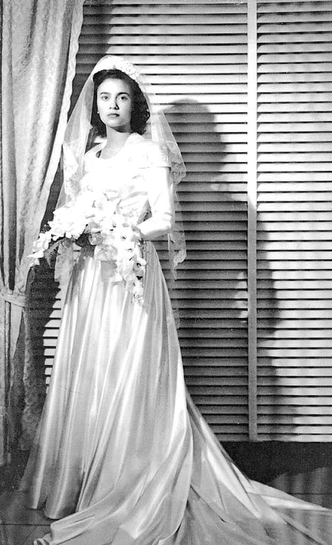María Luisa González de Chapa, el día de su boda con el Sr. Luis Onoto Chapa Saldaña en 1950.