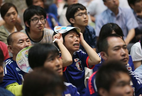 Los aficionados de Japón vivieron momentos de angustia.