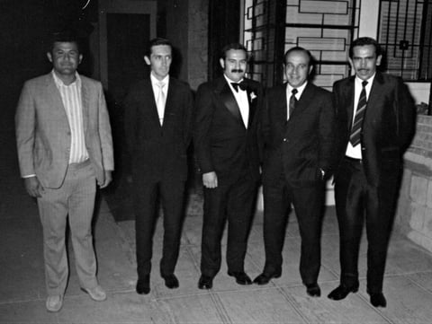 Lic. Horacio Cárdenas, Ing. Julio Cordero, Lic. Jesús Reyes, Lic. Armando Cárdenas e Ing. Javier Sánchez, hace 45 años.
