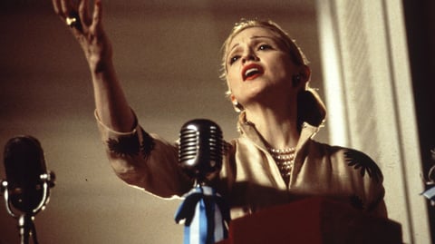 En 1996 realizó el largometraje Evita, al lado del español Antonio Banderas, trabajó con el que logró el Globo de Oro a Mejor Actriz y lanzó el disco con la música del filme.
