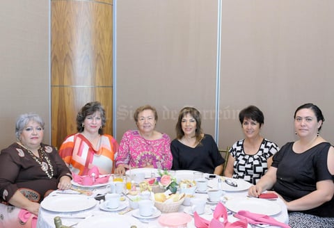08092015 EN RECIENTE FESTEJO.  Juanita, Pilar, Imelda, Elizabeth, Laura y Dulce.