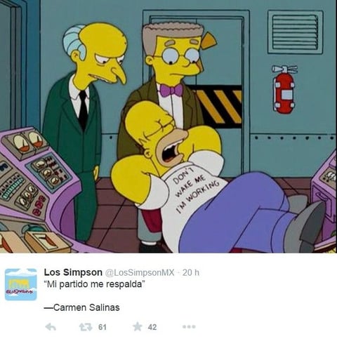 Los tuiteros representaron a Carmen Salinas en la Cámara de Diputados como una escena de Los Simpson.