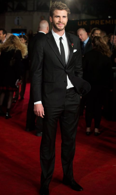 El actor Liam Hemsworth quien interpreta al personaje de Gale Hawthorne no pudo faltar al estreno.