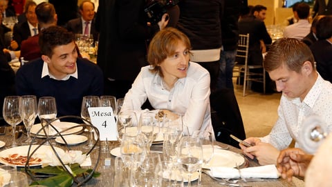 Los jugadores del Real Madrid, Mateo Kovacic, Luka Modric y Toni Kroos.