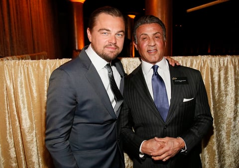 Leonardo Di Caprio se encontró con Sylvester Stallone en el almuerzo.