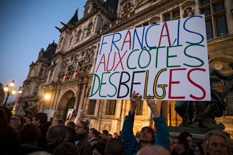 También en París marcharon en apoyo a Bruselas y en rechazo al terrorismo.
