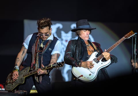 Depp se presentó con su banda Hollywood Vampires, en la que también se encuentran Alice Cooper y Joe Perry, en Alemania, como parte del festival Hessentag.