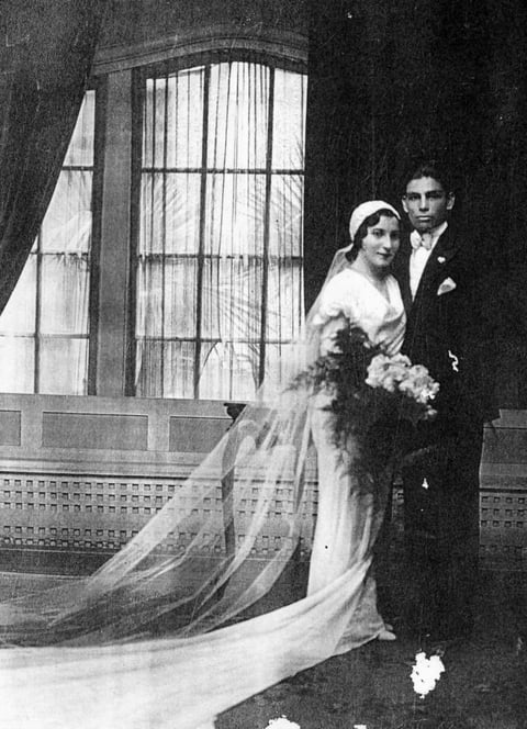 14082016 Beatriz Luna CÃ³rdova y Gregorio HernÃ¡ndez GarcÃ­a el dÃ­a de su matrimonio el 4 de septiembre de 1932.