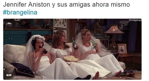 Twitter se llenó de clips e imágenes de Aniston, a manera de broma, como si estuviera celebrando.