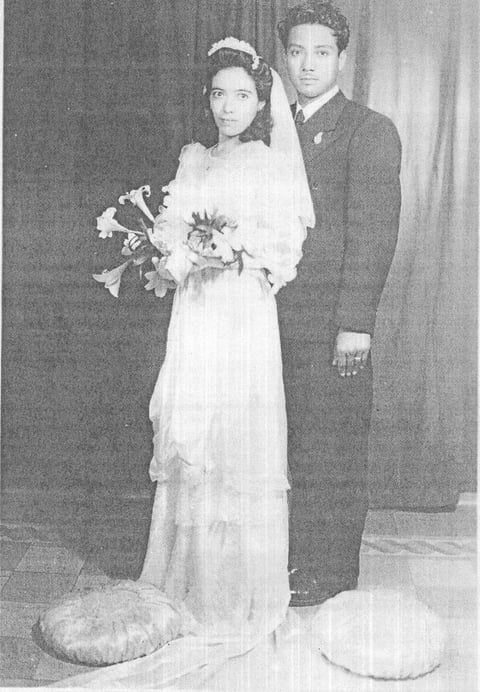 16102016 JCarlota Torres Montelongo y Reyes Cervantes Rodríguez en su boda el 22 de noviembre de 1947.