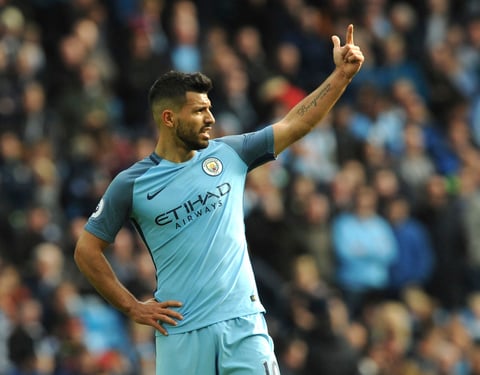 El argentino Sergio 'Kun' Aguero del Manchester City.