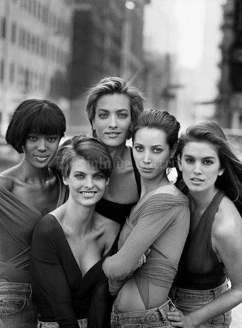 23112016 Naomi Campbell, Linda Evangelista, Tatjana Patitz, Christy Turlington y Cindy Crawford, en Nueva York en 1990.