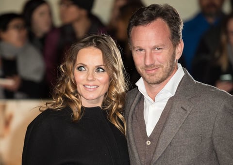 La cantante británica Geri Halliwell (i) y su esposo Christian Horner.