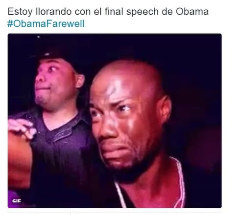 Los tuiteros usaban el hashtag #ObamaFarewell para publicar sus sentimientos en forma de memes ante discurso del presidente de EU.
